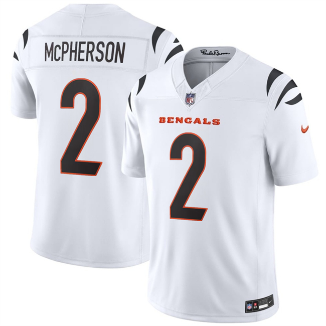 Men's White Cincinnati Bengals #2 Evan McPherson 2026 F.U.S.E. Vapor Untouchable Limited Stitched Football Jersey